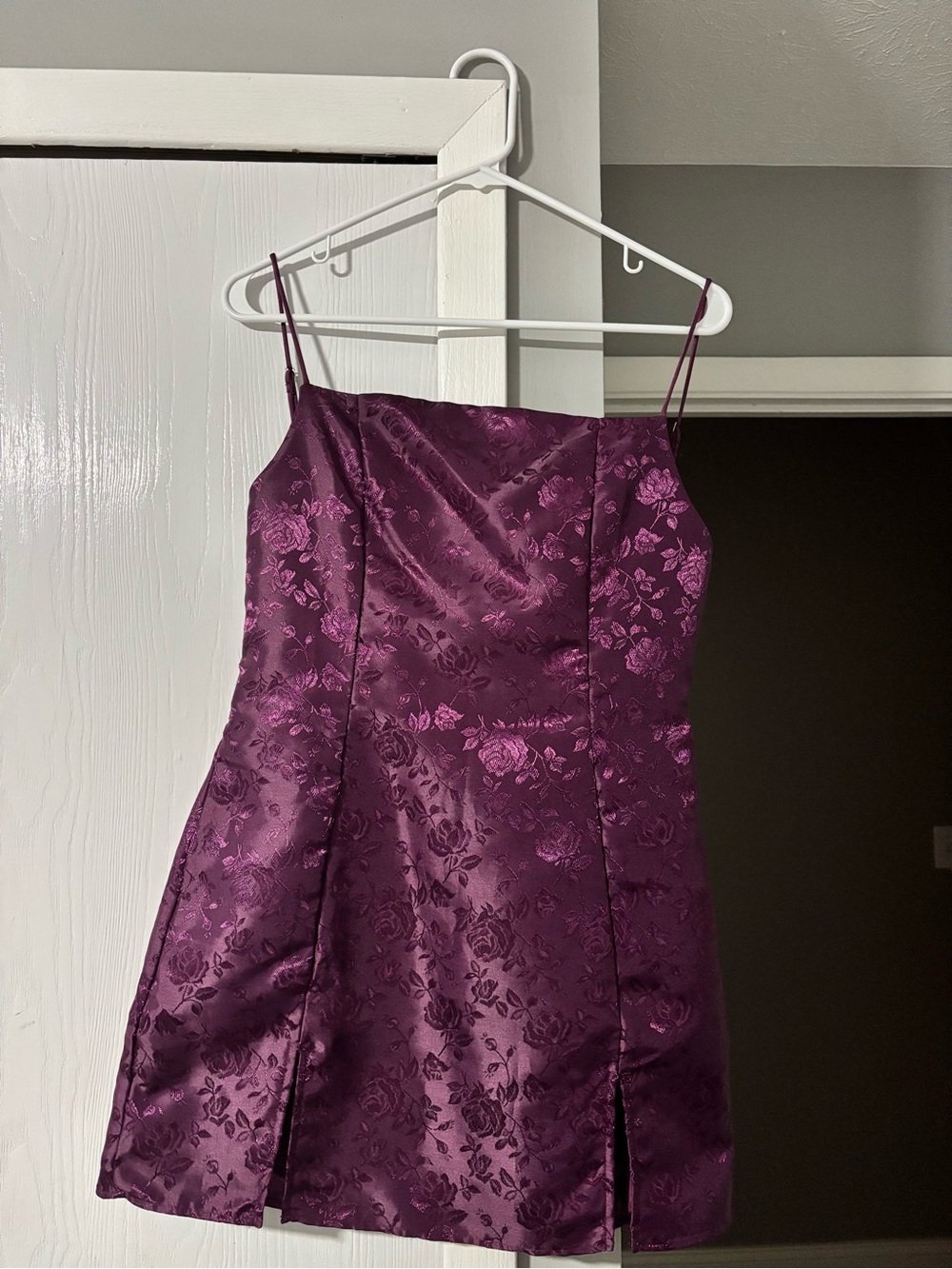 Lucy in the Sky Plum Jacquard Double Slit Dress